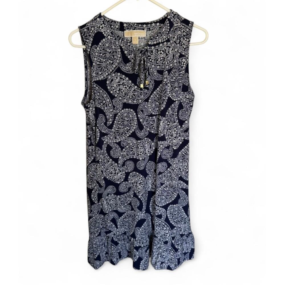 Michael Kor’s Blue & White Paisley Florals Sleeveless Dress Knee Length Summer